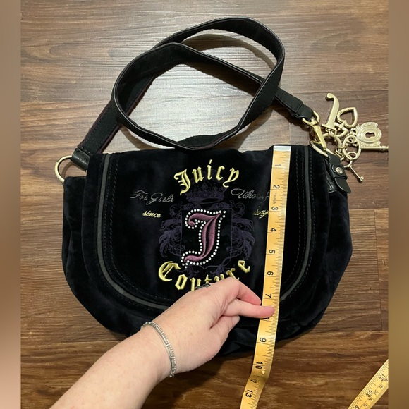 Vintage Juicy Couture Black Velvet Satchel/ Shoulder Bag - Picture 3 of 15